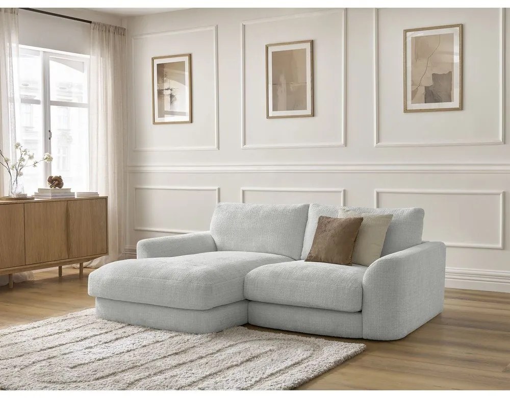 Svetlosivá ženilková rohová pohovka (ľavý roh/s leňoškou) Leonore – Bobochic Paris