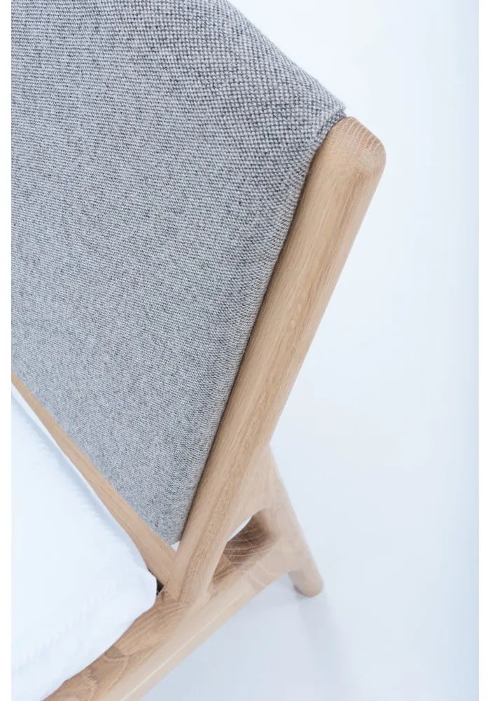 Sivá/prírodná čalúnená dvojlôžková posteľ z dubového dreva 180x200 cm Fawn - Gazzda