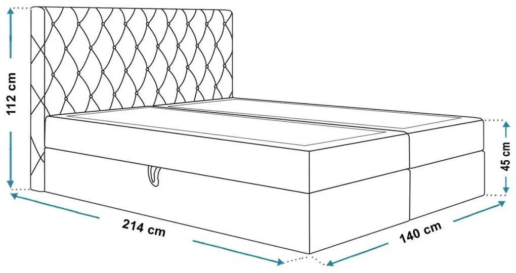 Kontinentálna manželská posteľ KARELY 140 x 200 cm