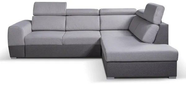 Rozkladacia rohová sedacia súprava MATRIX do L, šedá, pravá, s úložným priestoro