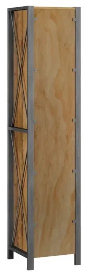 furniture-nabytek.cz - Masívna kúpeľňová vysoká skrinka Detroit z recyklovanej borovice a kovu, lakovaná, hnedá – 40×35×180 cm
