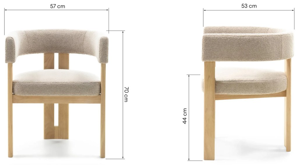 Jídelní židle HAILEY z masivu krémová/přírodní