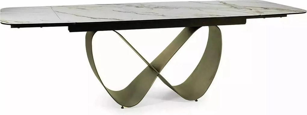 Jedálenský rozkladací stôl Infinity 160/240 cm keramika biely mramor/medený