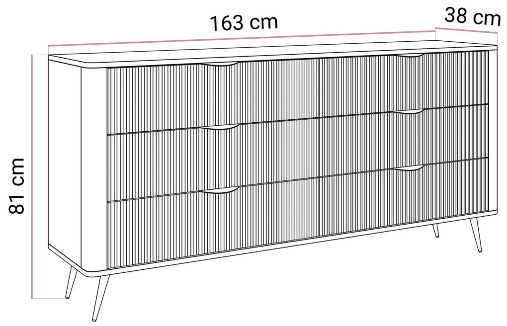 Komoda TURNER čierna 163cm