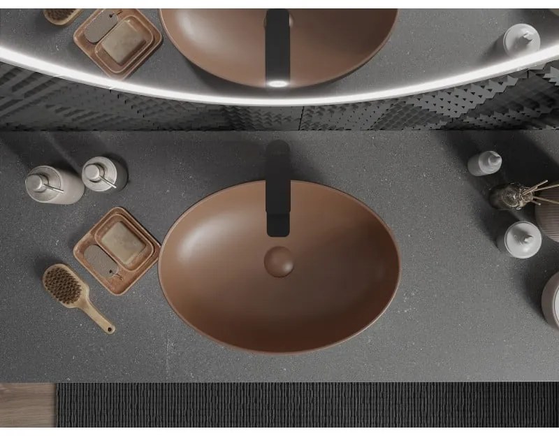 Mexen Cornelia, umývadlo na dosku 50 x 36 cm, hnedá matná, 21885068