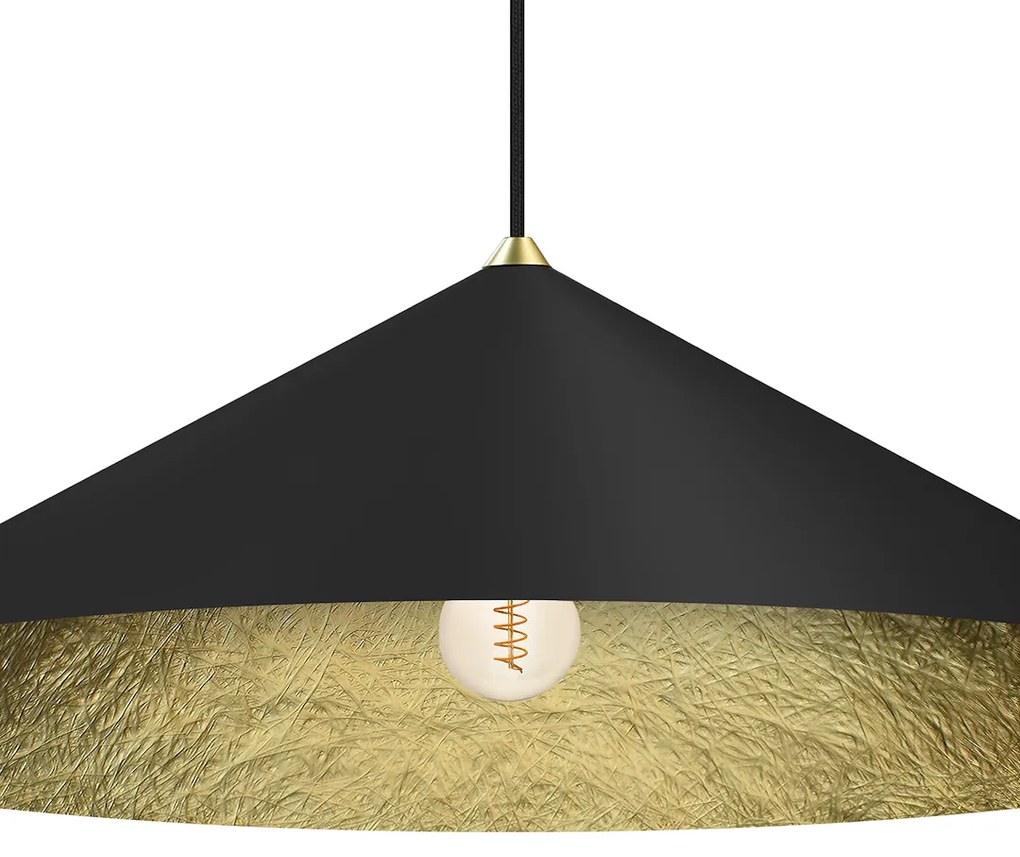 Závesné svietidlo Fuji, 1x čierne/zlaté kompozitné tienidlo, (fi 90cm), b