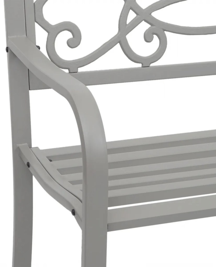 Záhradná lavička HWC-F44, 2-miestna oceľ s práškovým nástrekom - sivá