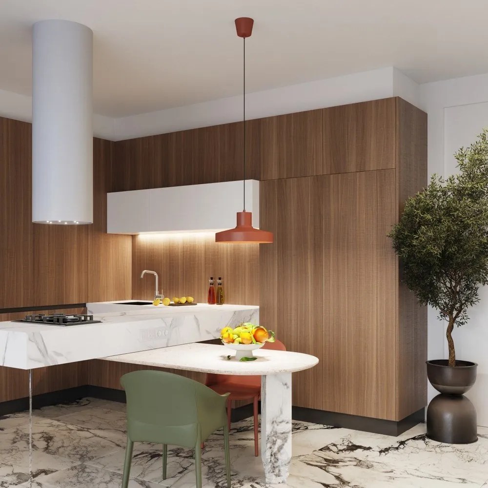 Oranžové závesné svietidlo s kovovým tienidlom Vito – Sollux