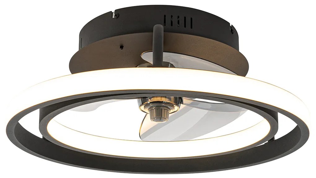 Stropný ventilátor čierny 46,5 cm vrátane LED s diaľkovým ovládaním - Kees