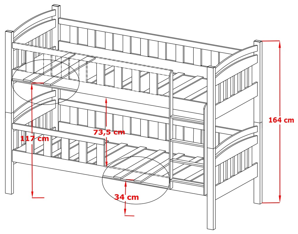 Detská posteľ 90 x 200 cm Antone (s roštom a úl. priestorom) (biela). Akcia -20%. Vlastná spoľahlivá doprava až k Vám domov. 1013555