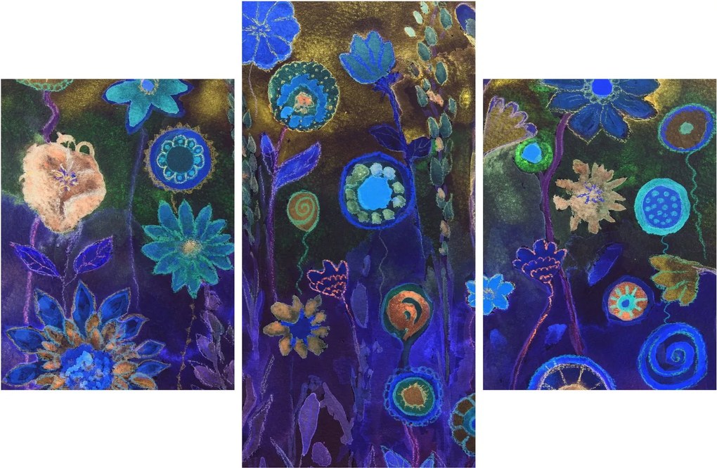 Obraz tmavomodrých kvetov (90x60 cm)