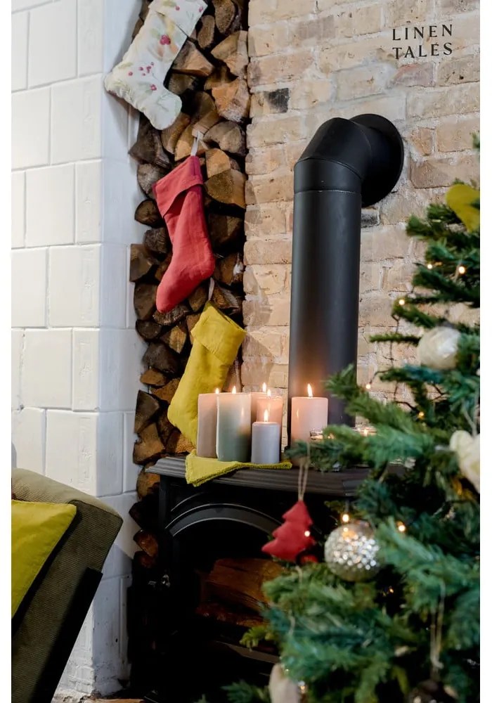 Látková vianočná pančucha Christmas Print Natural – Linen Tales