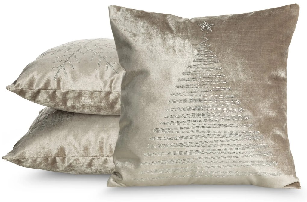 VIANOČNÁ DEKORAČNÁ OBLIEČKA NA VANKÚŠ ROYAL4 45X45 CM BÉŽOVÁ