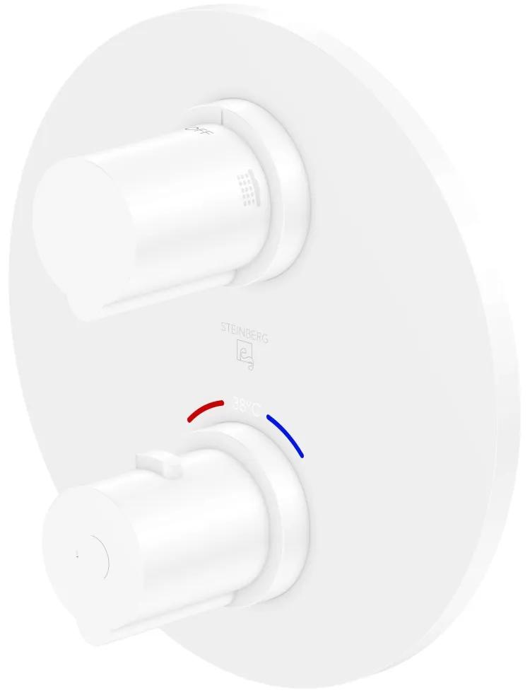 STEINBERG 100 termostat s podomietkovou inštaláciou, s uzatváracím a prepínacím ventilom, pre 2 výstupy, matná biela, 10041333W