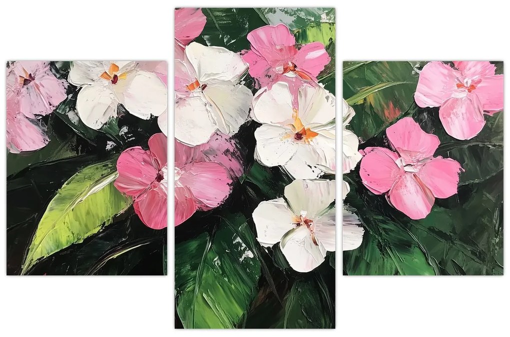 Obraz - Ružové a biele kvety (90x60 cm)