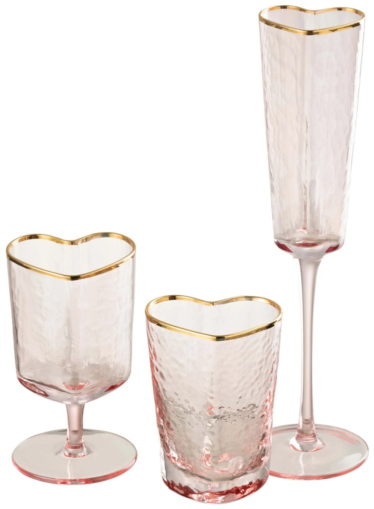 Ružový pohár na sekt v tvare srdca