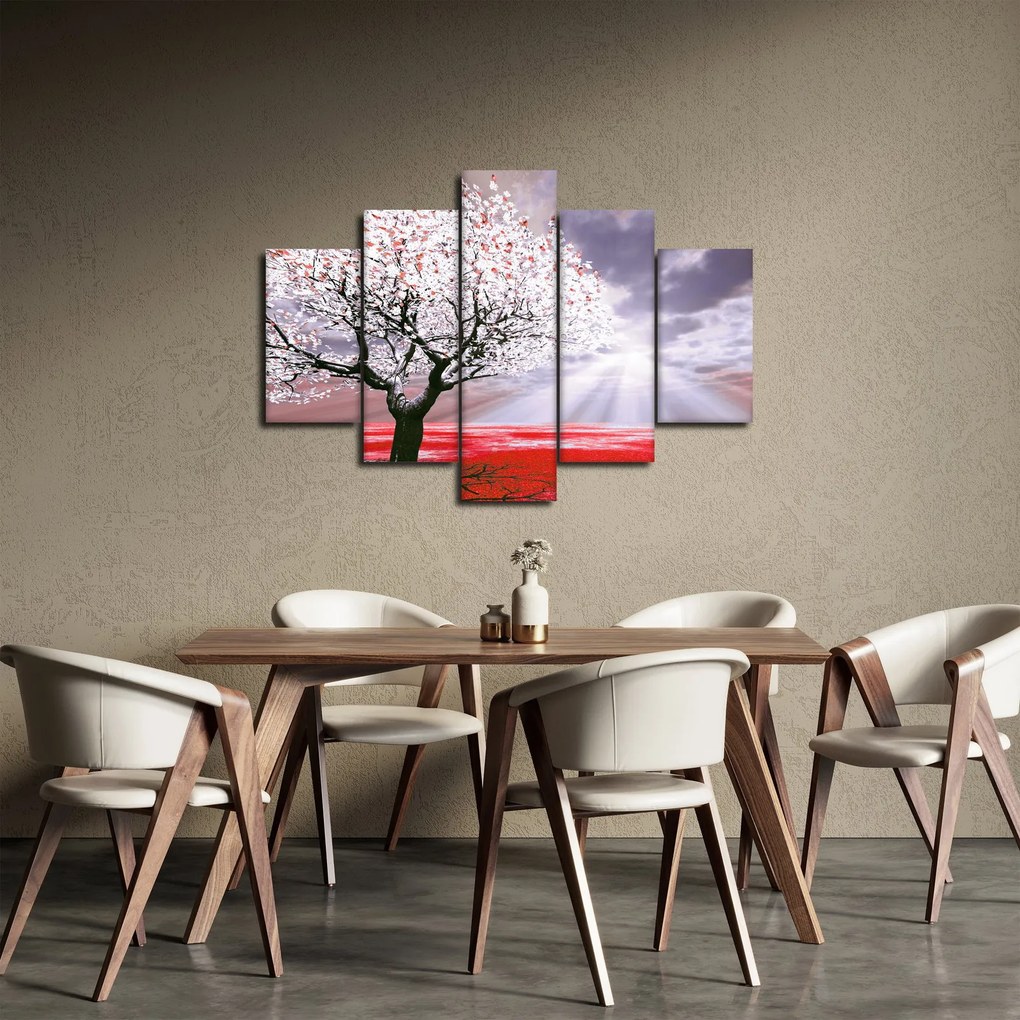 Červený obraz stromu (150x105 cm)