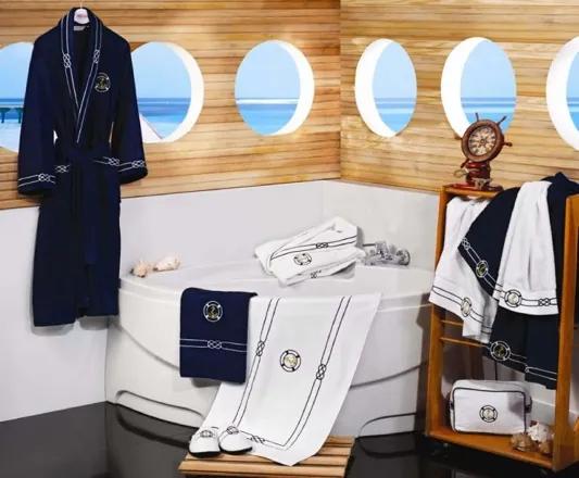 Soft Cotton Luxusný pánsky župan + uterák + papuče MARINE MAN v darčekovom balení L + papučky (42/44) + uterák + box Tmavo modrá