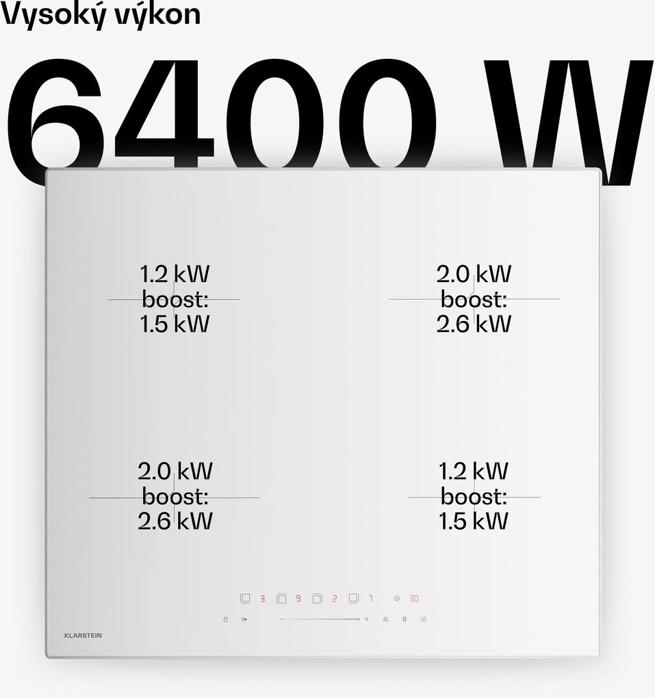 Klarstein Velaire indukčná varná doska, elegantná, minimalistická, výkonná, 4 varné zóny, 7000 W, 60 cm