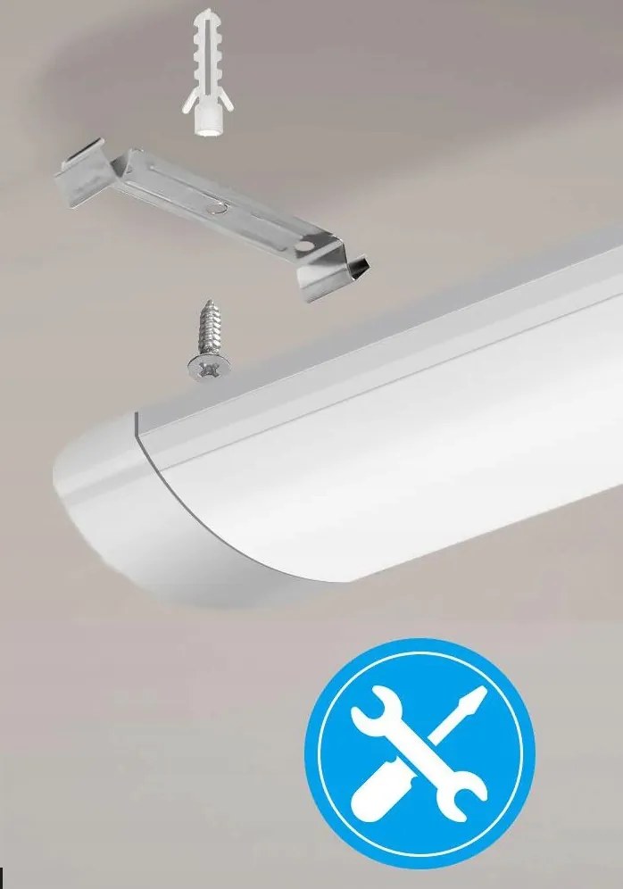 Sada 4 x povrchovo montovateľných LED svietidiel 36W 120cm fluorescenčný panel pre garážovú dielňu