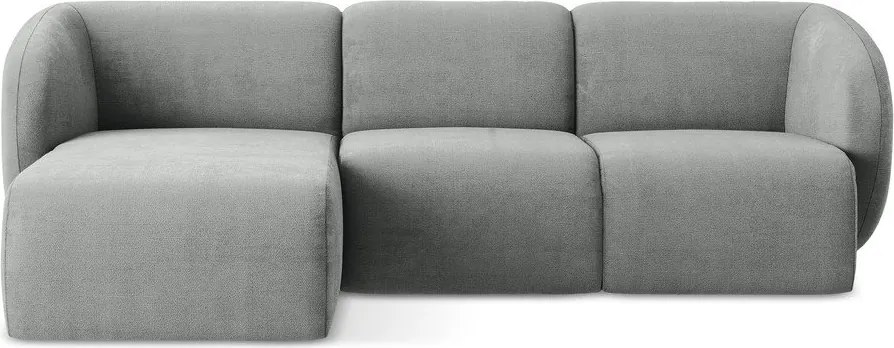 Sivá ženilková rohová pohovka (ľavý roh/s leňoškou) Lani – Makamii