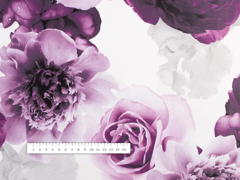 Biante Dekoračný behúň na stôl PM-029 Veľké fialové kvety 45x160 cm