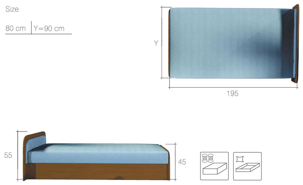 Jednolôžková posteľ (váľanda) s úložným priestorom Pinerolo 80 P - hnedá