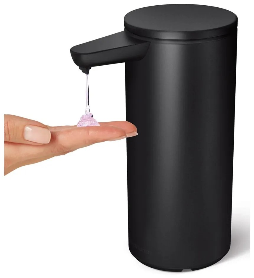 Matne čierny bezdotykový oceľový dávkovač mydla 414 ml – simplehuman