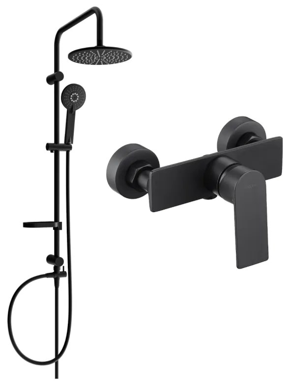 Mexen Carl, sprchový set s dažďovou sprchou a sprchovou batériou Alexa, čierna matná, 71240240-70