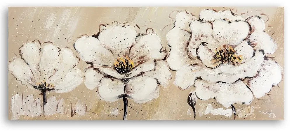 Gario Obraz na plátne Tri biele kvety Rozmery: 120 x 40 cm