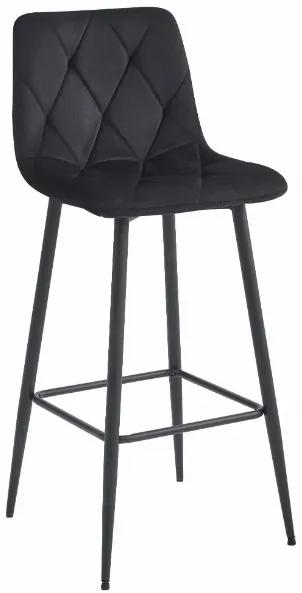 Zamatová barová stolička Bari čierna