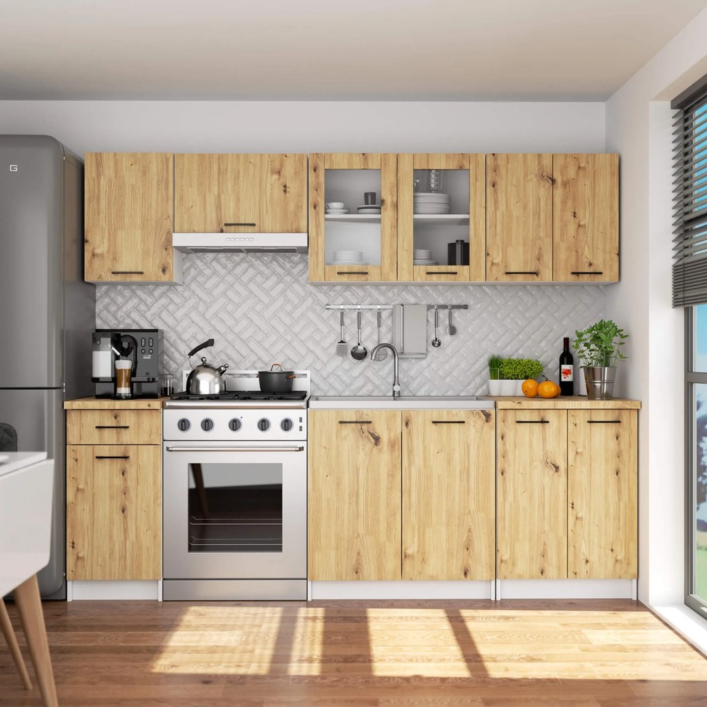 Závesná kuchynská skrinka OLIVIE W 80x58 cm matná biela/dub remeselný