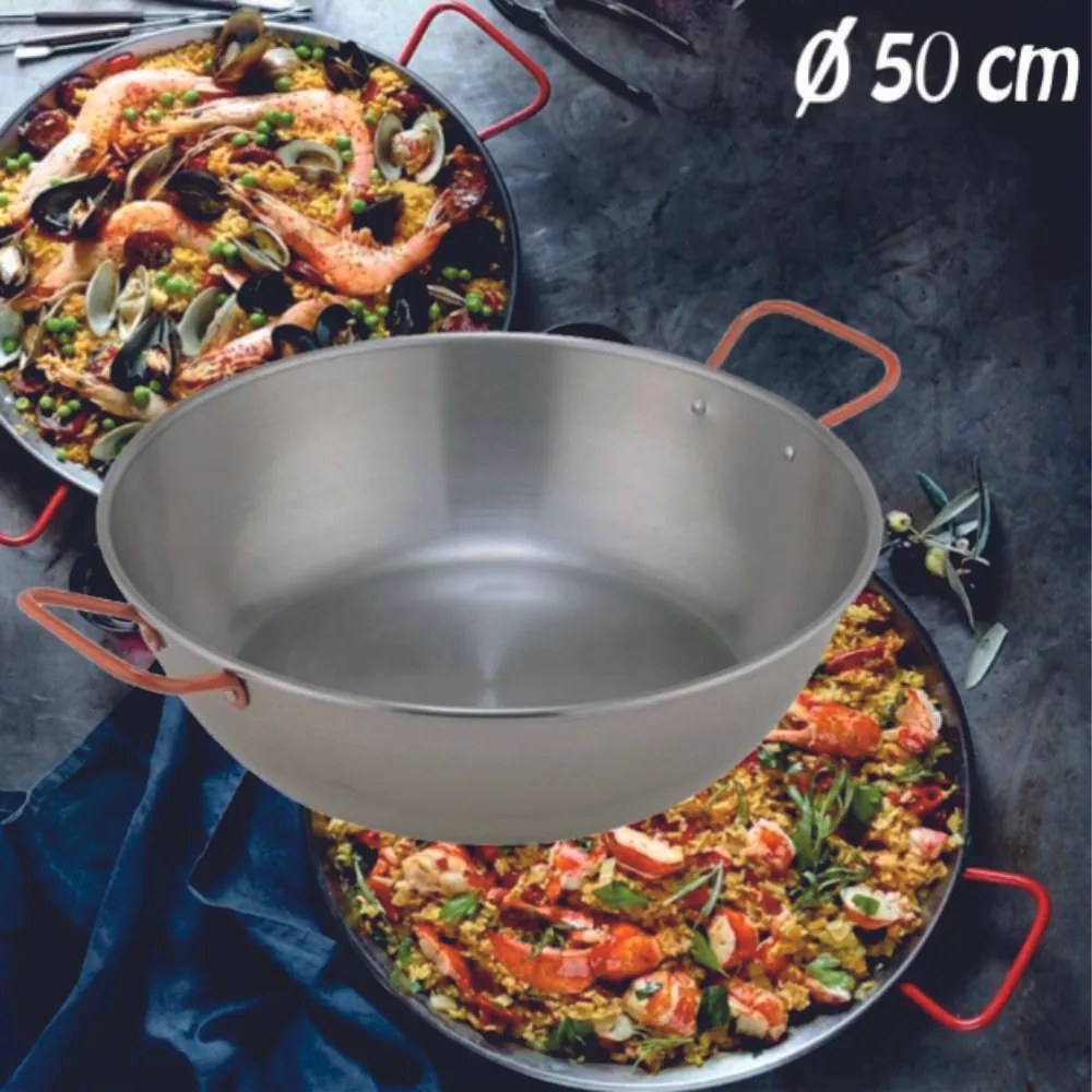 13419 Oceľová hlboká panvica Paella WOK 50 cm GARCIMA