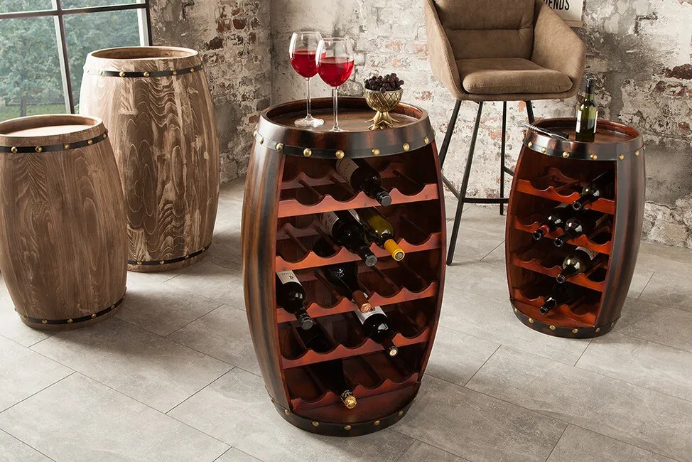 Dizajnový stojan na víno z masívu Bodega jedľa hnedá 80cm