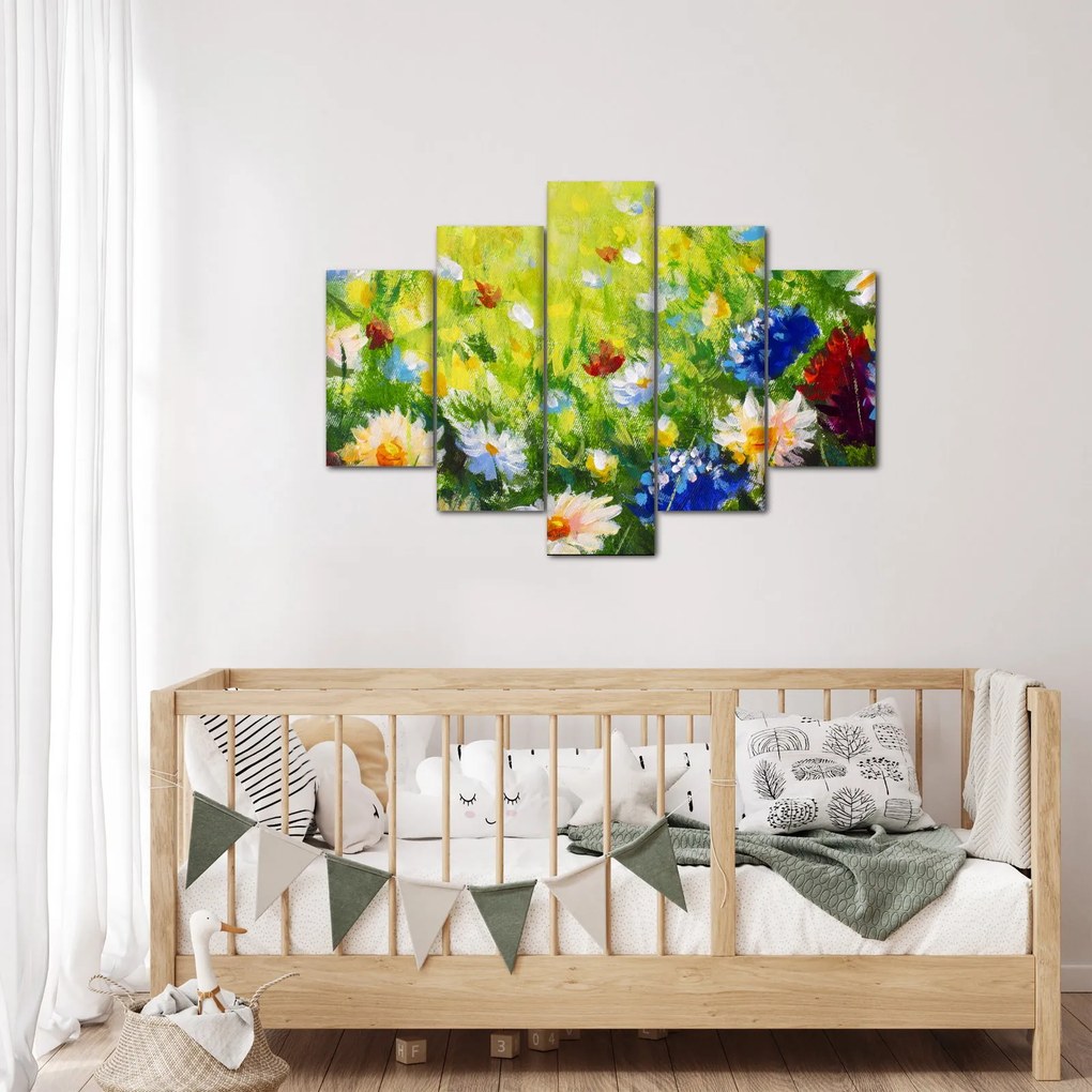 Obraz rozkvitnutej lúky, olejomaľba (150x105 cm)