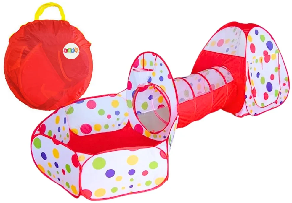 LEAN TOYS Detské ihrisko 3v1 – Iglu, tunel, suchý bazén – Červená