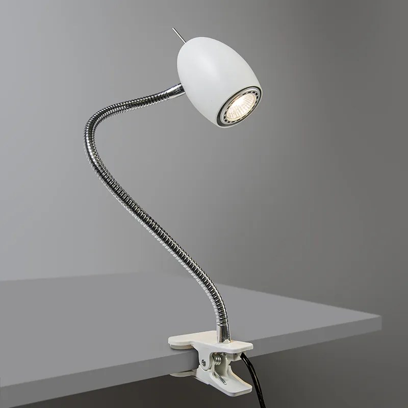 Dizajnové svätilové svietidlo s klipom biele s flexibilným ramenom - Egg