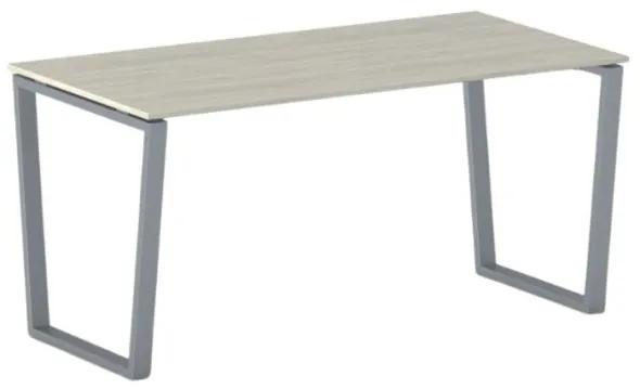 Kancelársky stôl PRIMO IMPRESS, sivostrieborná podnož, 1600 x 800 mm, dub prírodný