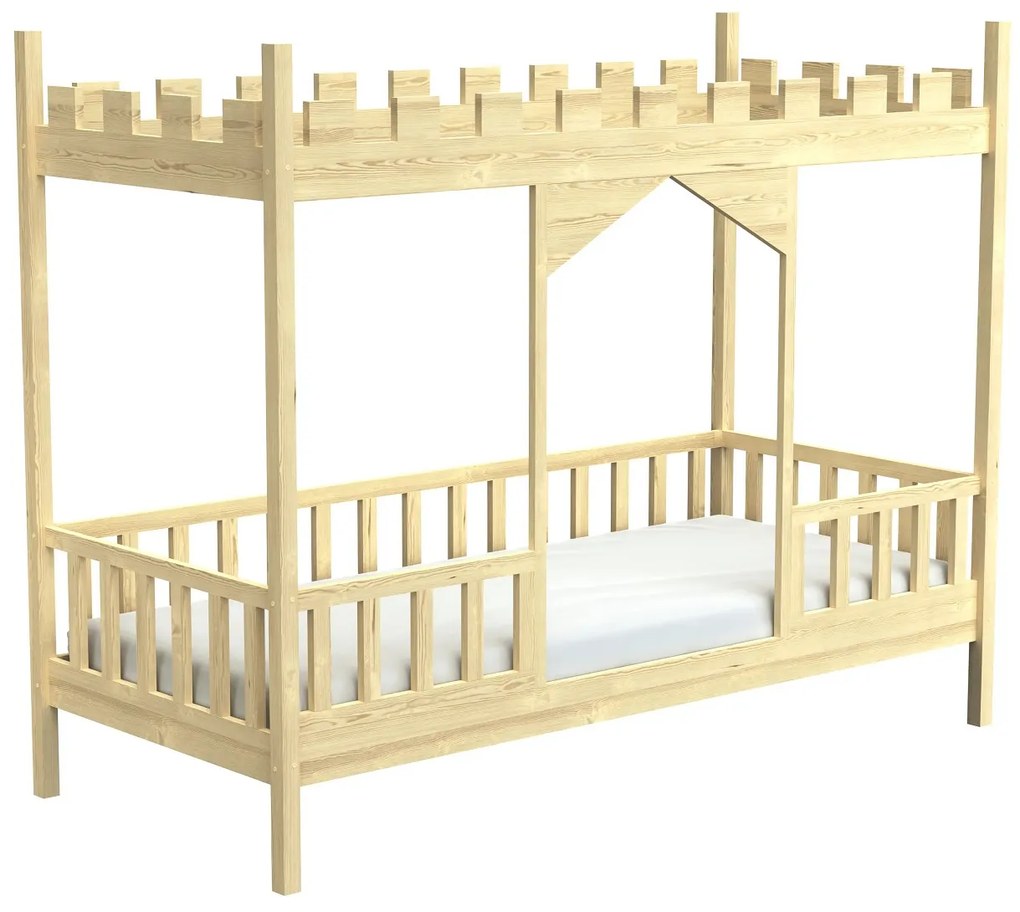 Detská posteľ v tvare zámku Dragon 2 - 90 x 180 cm - biela