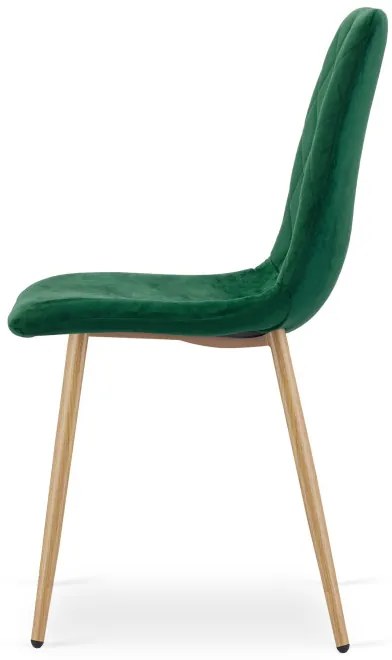 Jedálenská stolička TURIN zamatová, tmavozelená / hnedé nohy