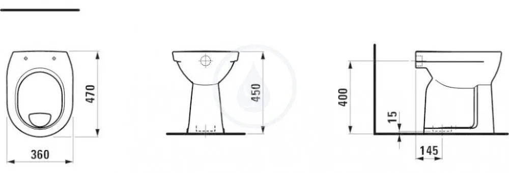 LAUFEN Pro Stojacie WC, 470x360 mm, biela H8259570000001