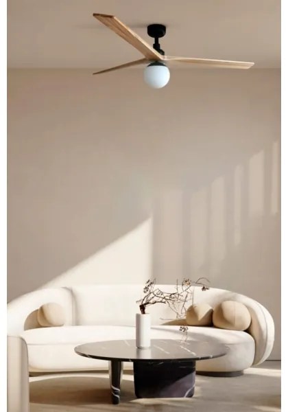 FARO 34282-11L - Stropný ventilátor KLIM L 1xE27/15W/230V borovica/čierna + DO