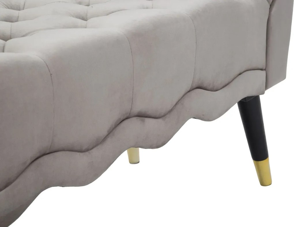 Lavica Paris 120 cm zamat šedá/zlatá