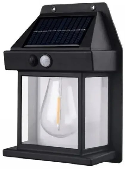 CDK Solárna záhradná nástenná lampa Solar Interaction 888 - čierna - Čierna