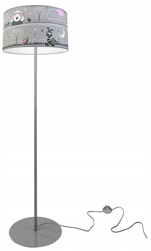 Detská stojacia lampa Ladybird, 1x textilné tienidlo so vzorom, (výber z 2 farieb konštrukcie), o