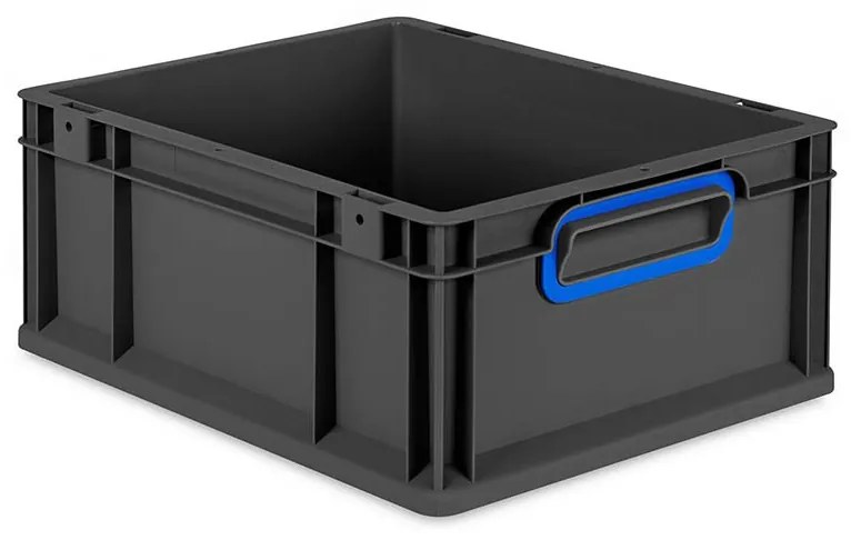 Sada 10 kusov - Eurobox Next Gen 2.0 Cycle - Stohovateľný kontajner s uzavretými rukoväťami - Modrý - 400 x 300 x 170 mm - Antracit