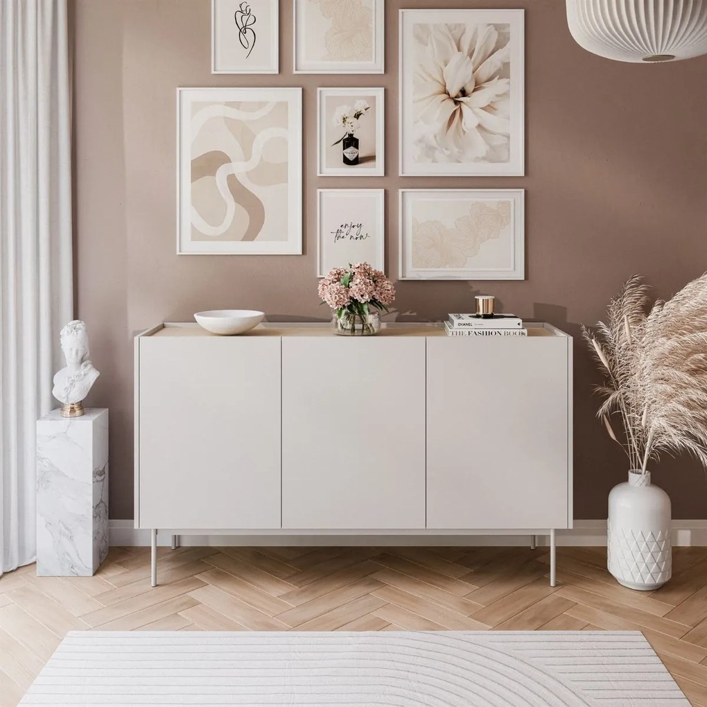 KOMODA LUCCA TROJDVEROVÁ KAŠMÍR / DUB LINEA 144 cm