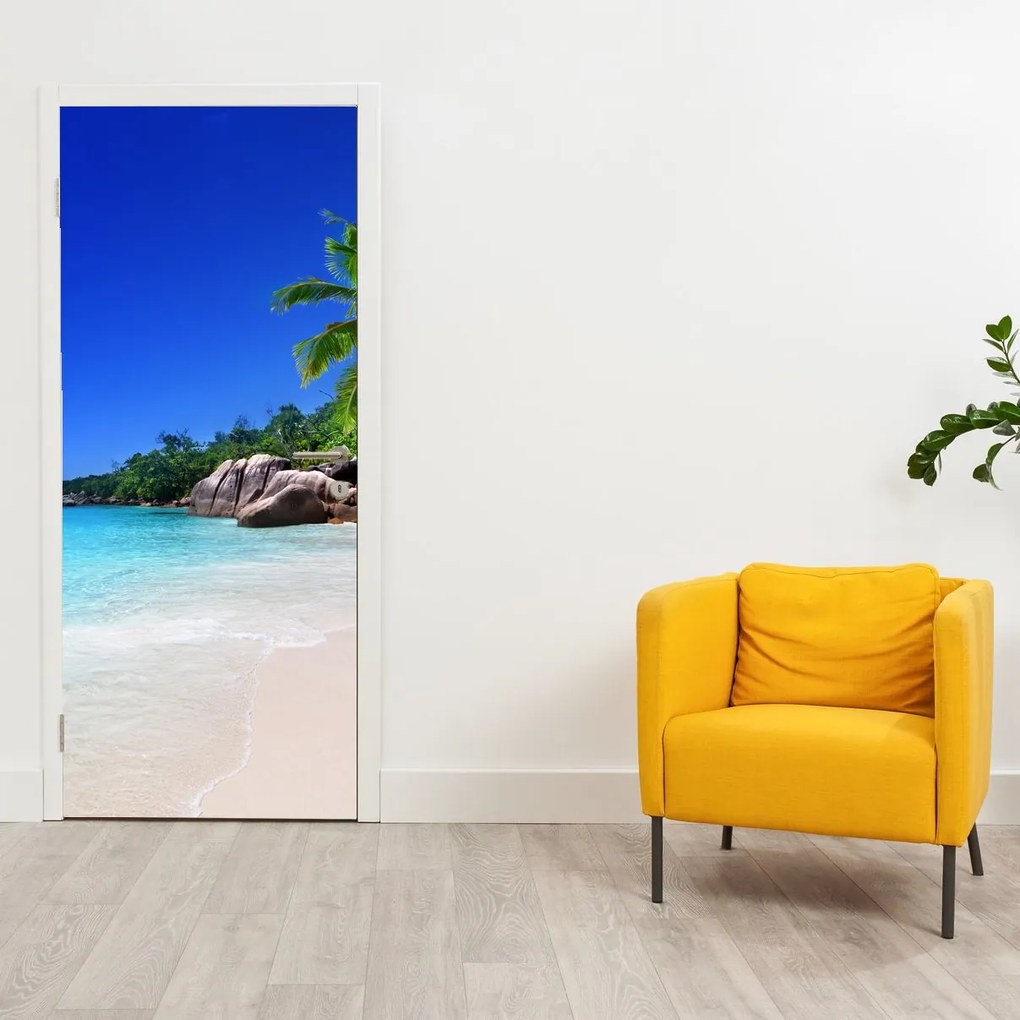 Fototapeta na dvere - Pláž na ostrove Praslin (95x205cm)