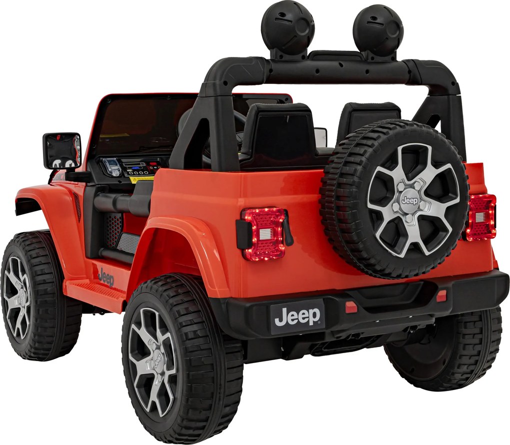 Ramiz Jeep Wrangler Rubicon batéria pre deti Oranžová + diaľkové ovládanie + MP3 LED rádio + EVA kolesá