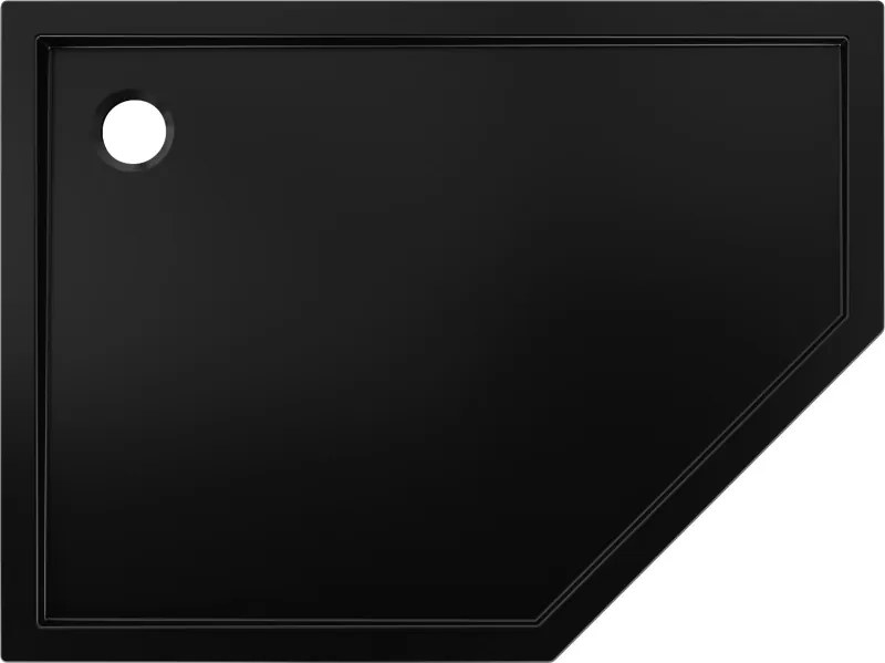 Mexen Flow, päťuholníková sprchová vanička slim 100 x 90 cm, ľavá, čierna matná - 46P709010L
